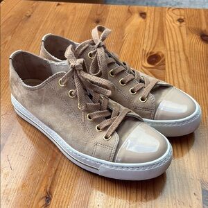 Paul Green Tan leather Austria Sneakers Minimalist Low-Top Design